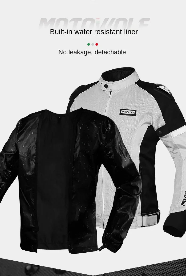 Motowolf Four Seasons Motorcycle Riding Jacket Mesh Casual Jacket With Built-in CE Protection and Anti Drop Racing Riding-MDL0515 - Motovile