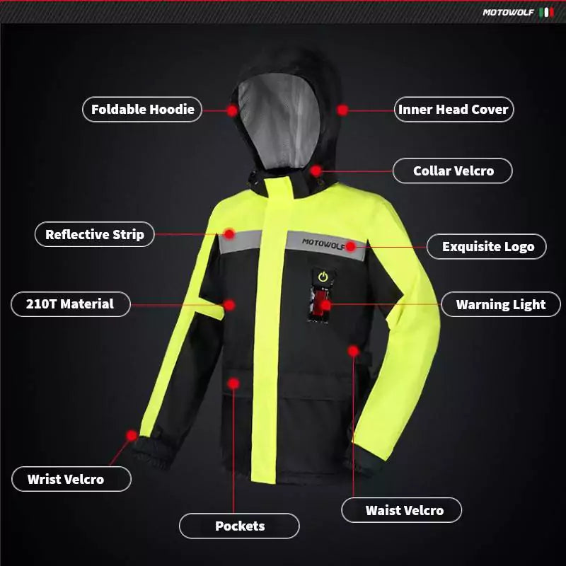 Motowolf Motorcross Rain Coat - Motovile