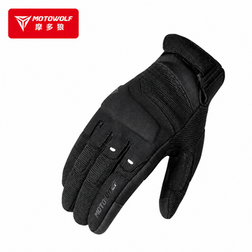 MOTOWOLF 0325 Full Finger Motorcycle Riding Gloves | Breathable Protective Gloves | Black
