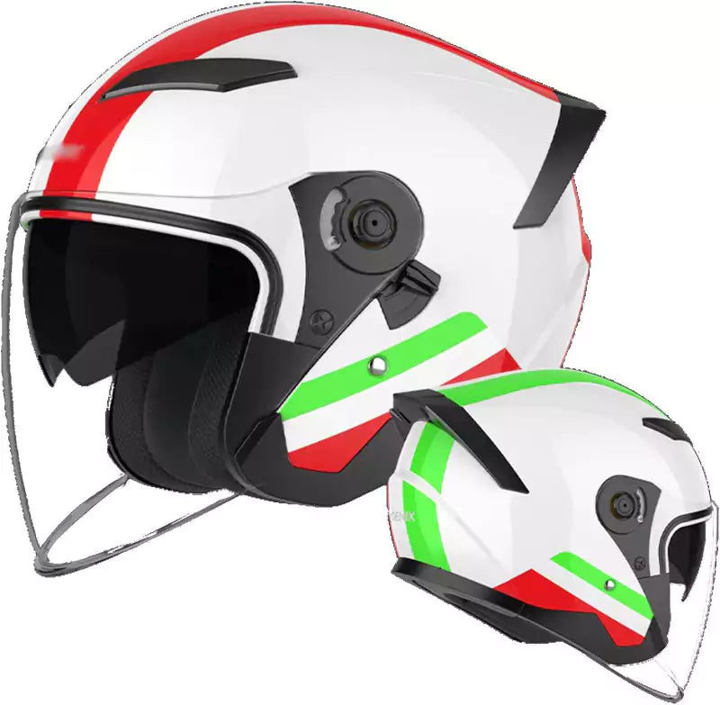 Retro Open Face Motorcycle Helmet ,Adult Motorcycle Half Helmet 3/4,DOT Approved with Double Visor Summer Scooter Light Moped ATV Street Helmet Motorcycle - Motovile