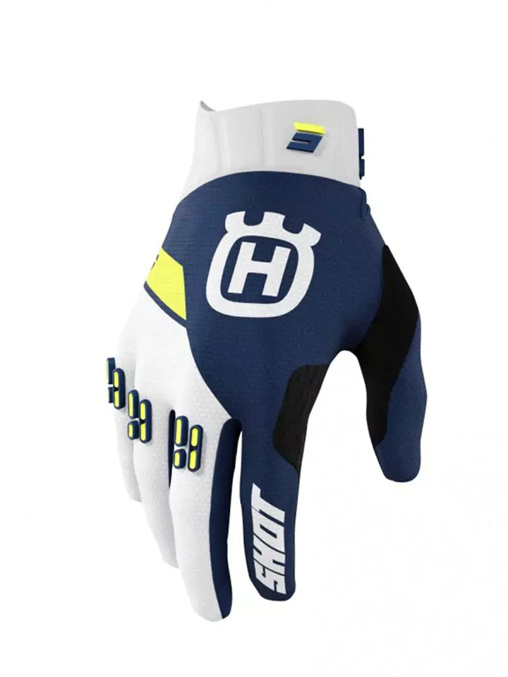 SHOT Husqvarna Moto Gloves Top Navy MX Motorcycle Gloves Off Road Motocross Glove MTB Dirt Bike Glove - Motovile