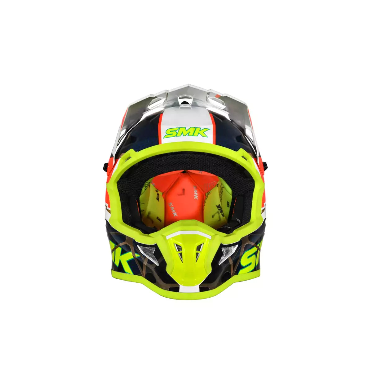 SMK Allterra Full face Off-road Helmet Fulmine Gloss Yellow / White / Red GL174 - Motovile