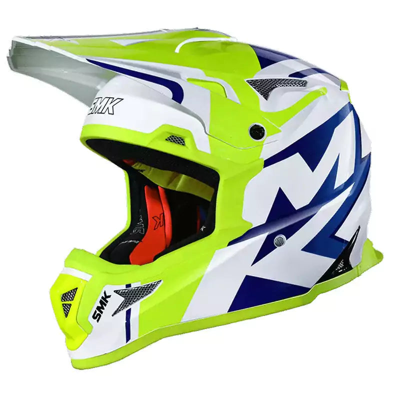 SMK Allterra Off-Road Helmet X-Power (Gl154) Gloss Green White Blue - Motovile