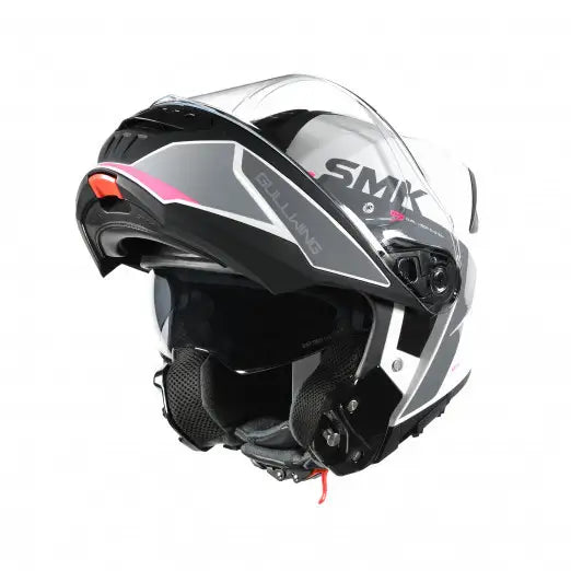 SMK GULLWING KRESTO MA169 FLIP-UP MATT WHITE PINK Motorbike Helmet (White, Pink) - Motovile