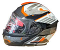 SMK GULLWING TEKKER GL217 FULL FACE GLOSSY BLACK WHITE ORANGE Motorbike Helmet (White, Orange) - Motovile