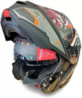 SMK GULLWING TEKKER GL217 FULL FACE GLOSSY BLACK WHITE ORANGE Motorbike Helmet (White, Orange) - Motovile