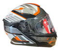 SMK GULLWING TEKKER GL217 FULL FACE GLOSSY BLACK WHITE ORANGE Motorbike Helmet (White, Orange) - Motovile