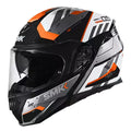 SMK GULLWING TEKKER GL217 FULL FACE GLOSSY BLACK WHITE ORANGE Motorbike Helmet (White, Orange) - Motovile