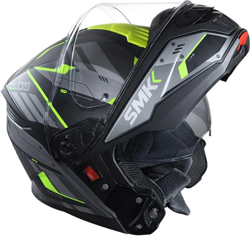 SMK GULLWING TEKKER MA264 FULL FACE MATT BLACK GREY YELLOW Motorbike Helmet - Motovile