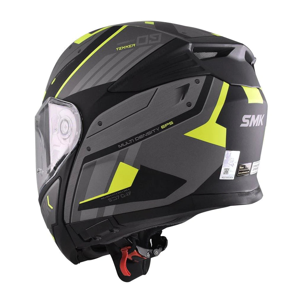 SMK GULLWING TEKKER MA264 FULL FACE MATT BLACK GREY YELLOW Motorbike Helmet - Motovile