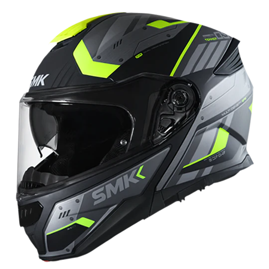 SMK GULLWING TEKKER MA264 FULL FACE MATT BLACK GREY YELLOW Motorbike Helmet - Motovile