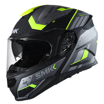 SMK GULLWING TEKKER MA264 FULL FACE MATT BLACK GREY YELLOW Motorbike Helmet - Motovile