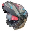 SMK Gullwing Tekker Matt Black Grey Blue (MA265) Modular Helmet - Motovile