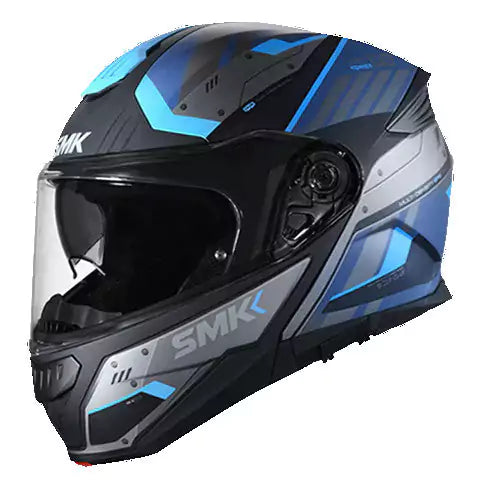 SMK Gullwing Tekker Matt Black Grey Blue (MA265) Modular Helmet - Motovile