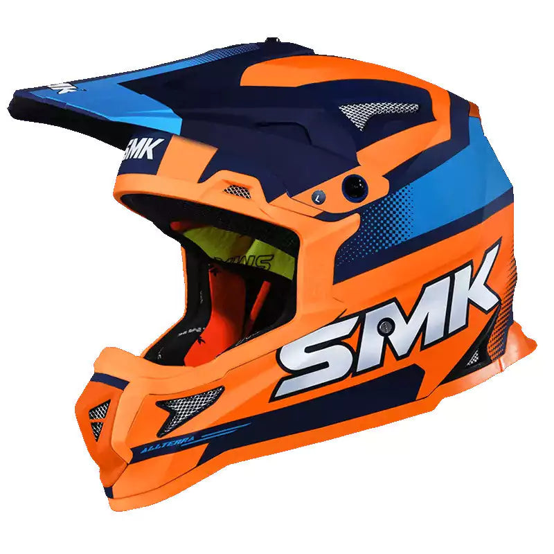 SMK Helmet ISI Off Road Helmet SMK ALLTERRA with X-Throttle Graphics MA575 Gloss Blue Orange / Blue - Motovile