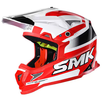 SMK Helmet Off Road Helmet SMK ALLTERRA with X-Throttle Graphics GL132 Gloss White RED / Black - Motovile