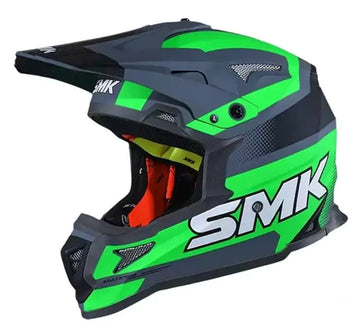 SMK Helmets ISI Off Road Helmet SMK ALLTERRA with X-Throttle Graphics MA682 MATT Grey Green / Black - Motovile