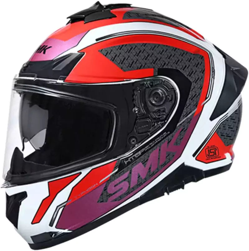 SMK Helmets Typhoon RD1 - Gloss White Red Grey - (GL136) - Motovile