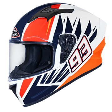 خوذة دراجة نارية لكامل الوجه SMK Stellar Wings GL153 لامعة بيضاء زرقاء حمراء - واقي خفيف مُظلل مُهيأ لعدسة بينلوك | الكويت