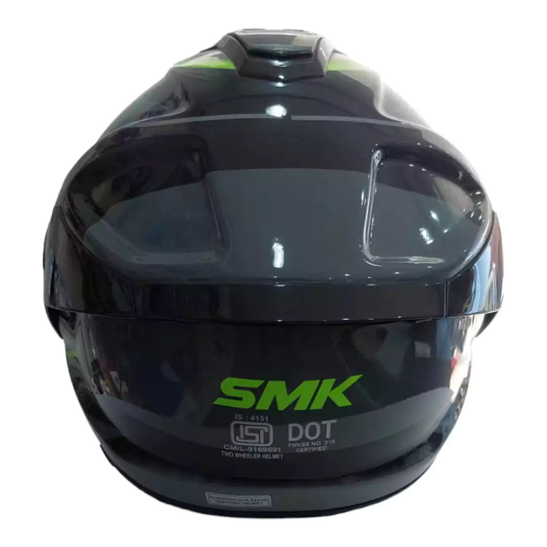 SMK Titan Carbon Fibre Glass Gloss Black Grey Yellow (GL264) Helmet - Motovile