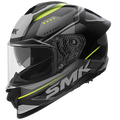 SMK Titan Carbon Fibre Glass Gloss Black Grey Yellow (GL264) Helmet - Motovile