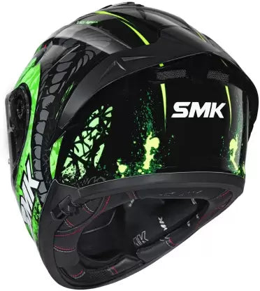 SMK Typhoon Reptile Black Matt Green (MA284) Helmet - Motovile