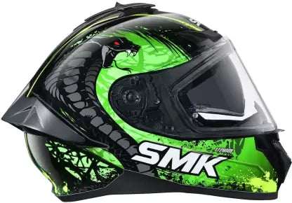 SMK Typhoon Reptile Black Matt Green (MA284) Helmet - Motovile