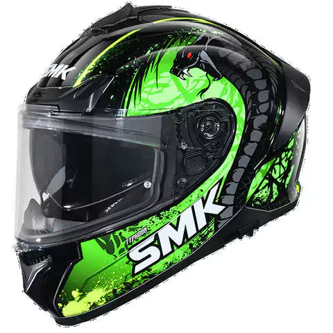 SMK Typhoon Reptile Black Matt Green (MA284) Helmet - Motovile