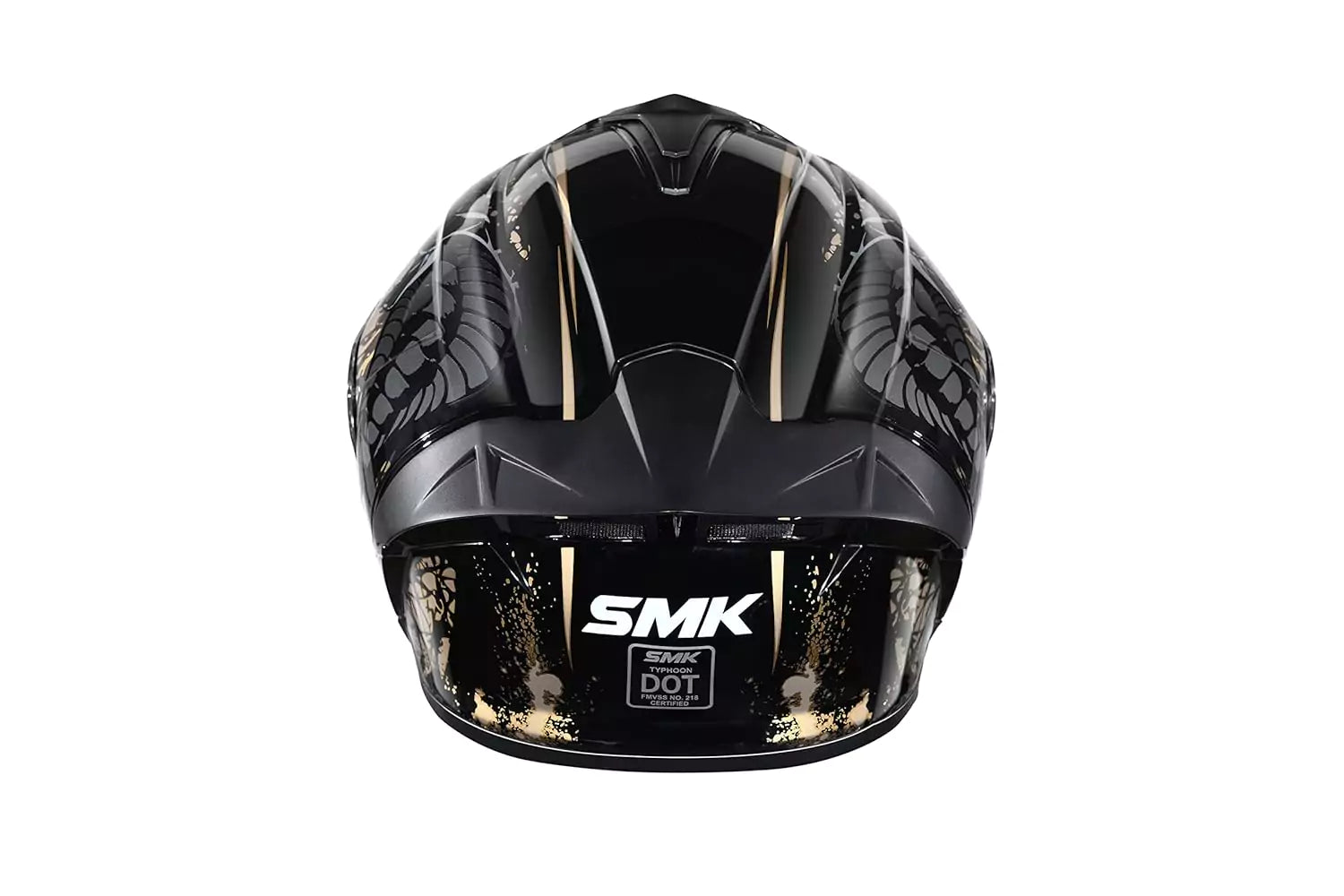 SMK Typhoon Reptile Matt Black Gold (MA277) Helmet - Motovile