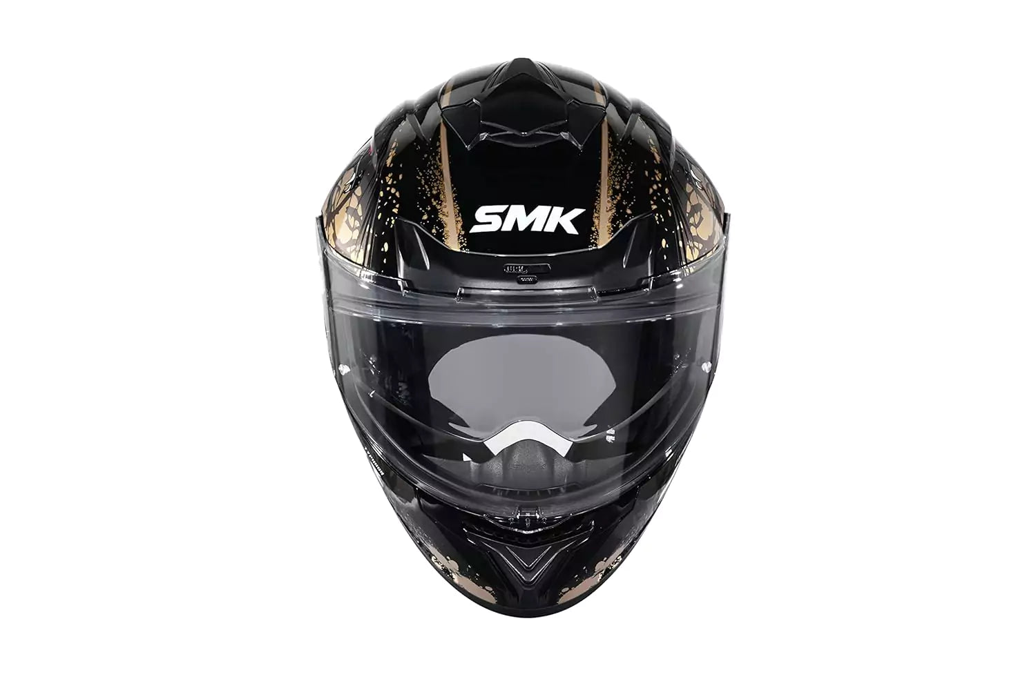 SMK Typhoon Reptile Matt Black Gold (MA277) Helmet - Motovile