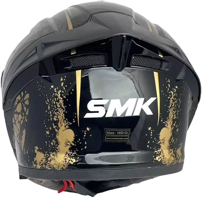 SMK Typhoon Reptile Matt Black Gold (MA277) Helmet - Motovile