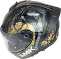 SMK Typhoon Reptile Matt Black Gold (MA277) Helmet - Motovile