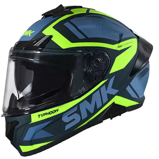 SMK Typhoon Thorn Green Yellow Green Matt (MA848) Helmet - Motovile