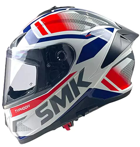 SMK Typhoon Thorn White Red Grey Gloss (GL136) Helmet -Motovile