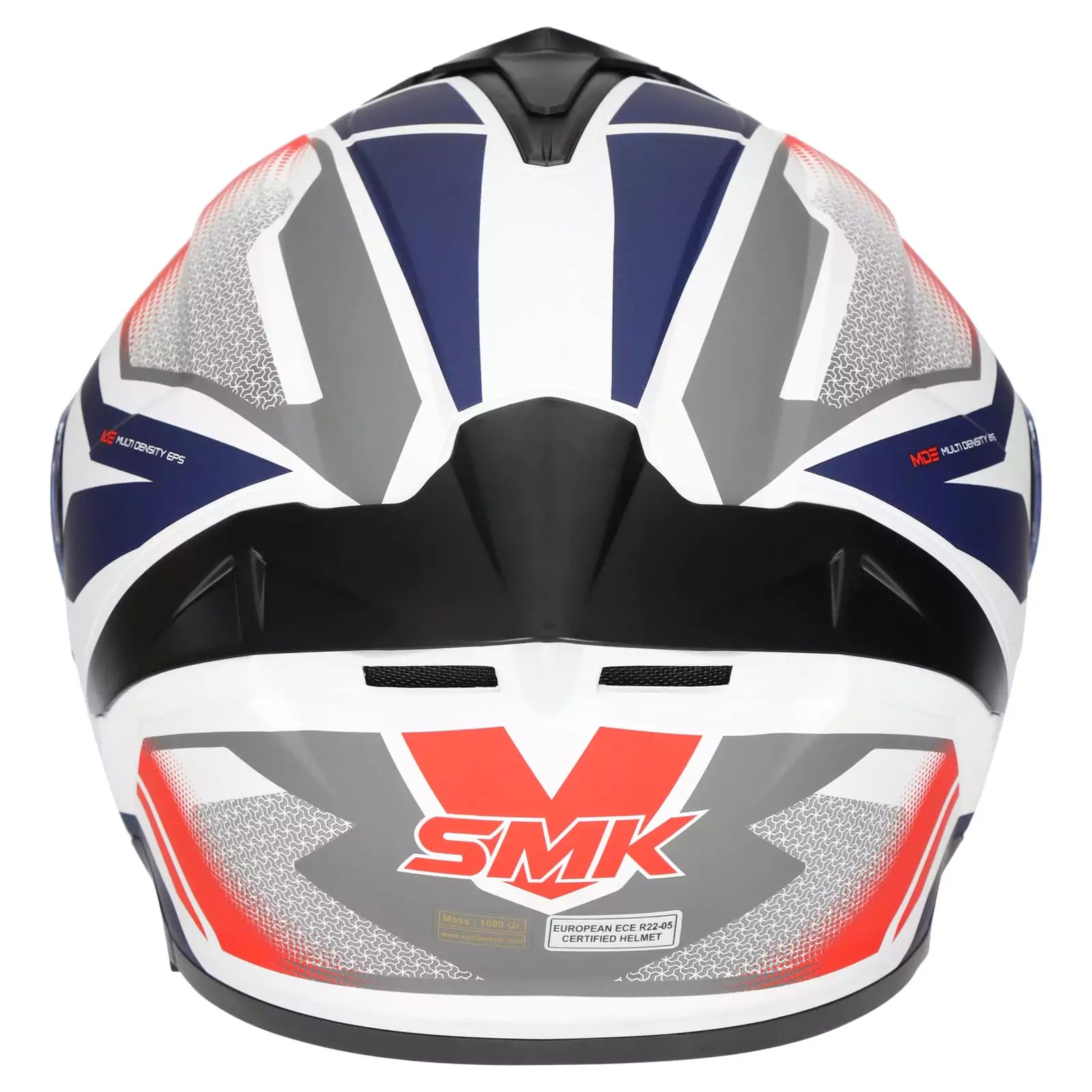 SMK Typhoon Thorn White Red Grey Gloss (GL136) Helmet -Motovile