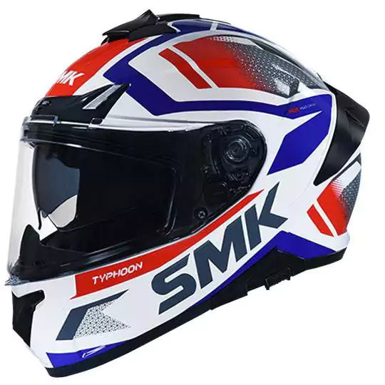 SMK Typhoon Thorn White Red Grey Gloss (GL136) Helmet -Motovile