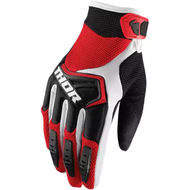 Thor Spectrum Gloves Short Cuff (Multi Black/Red/White, Small) - Motovile