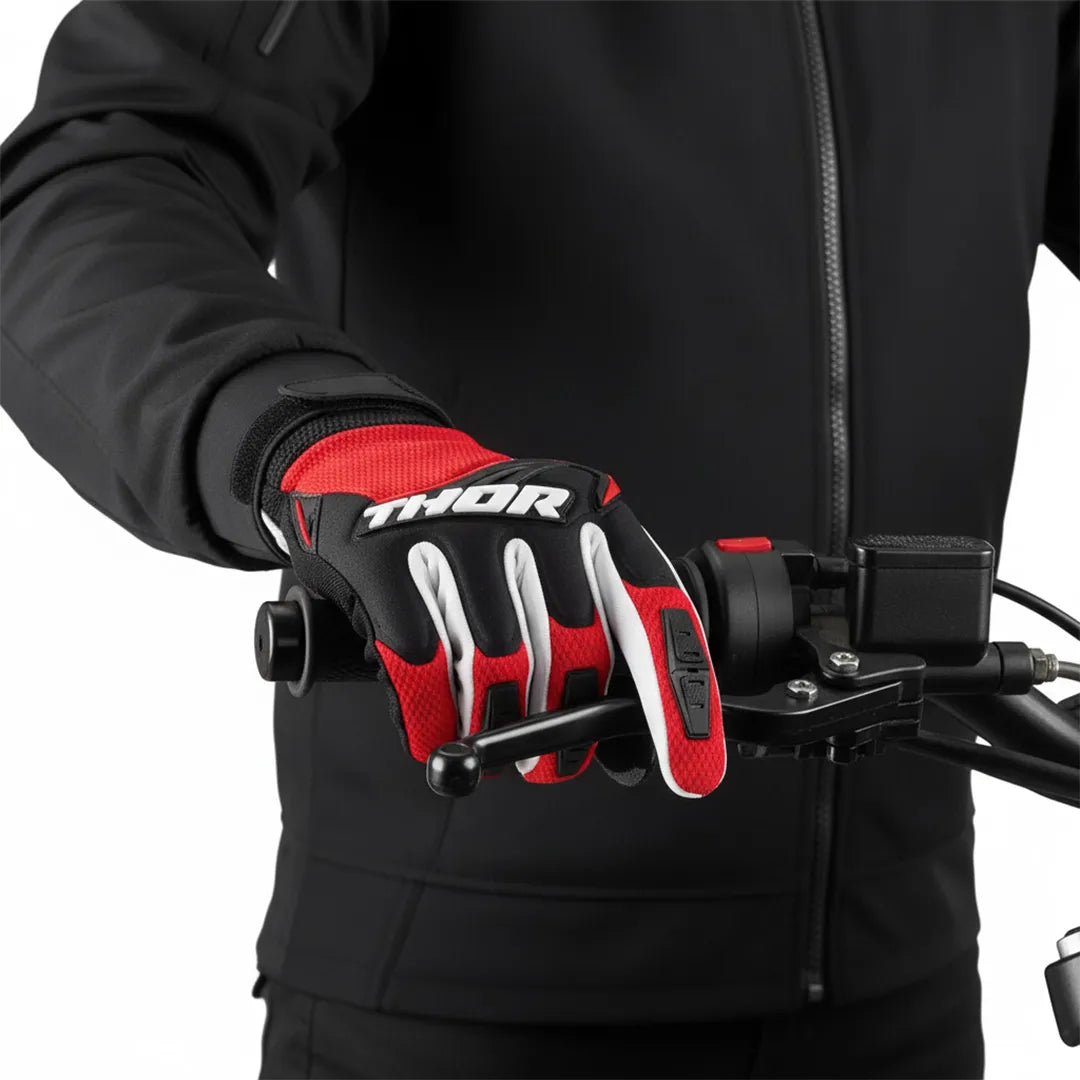 Thor Spectrum Gloves Short Cuff (Multi Black/Red/White, Small) - Motovile