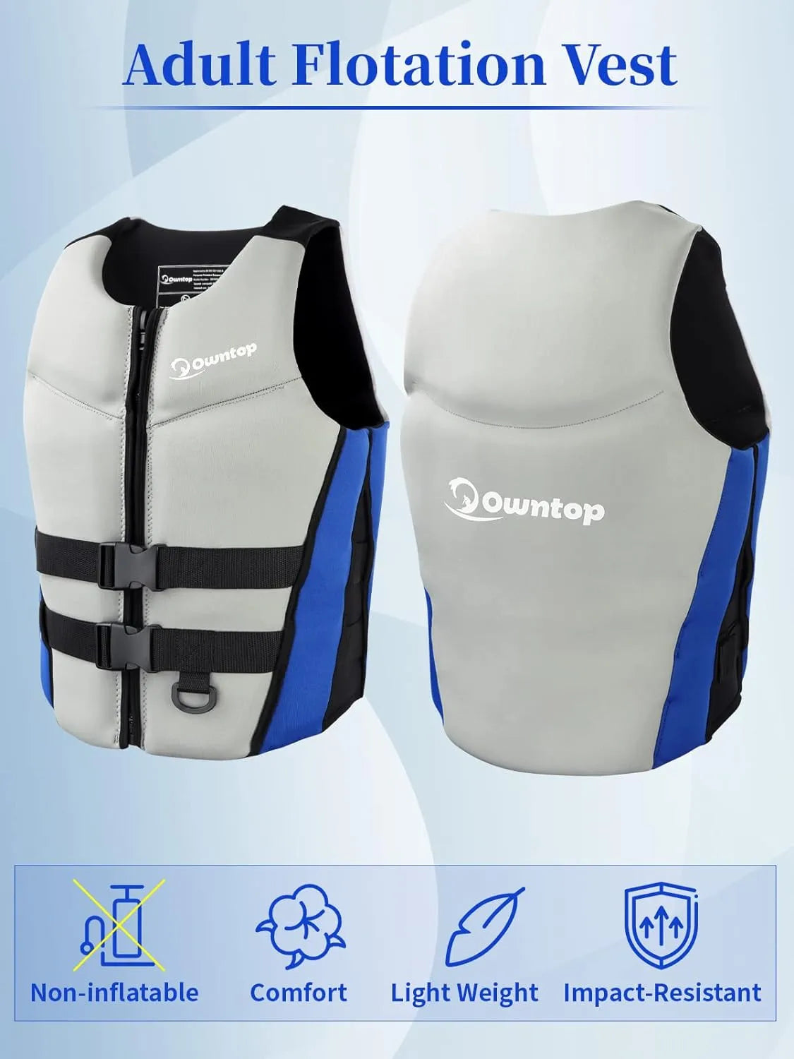 Waterproof Life Jacket for Jet Ski Water Sports Grey