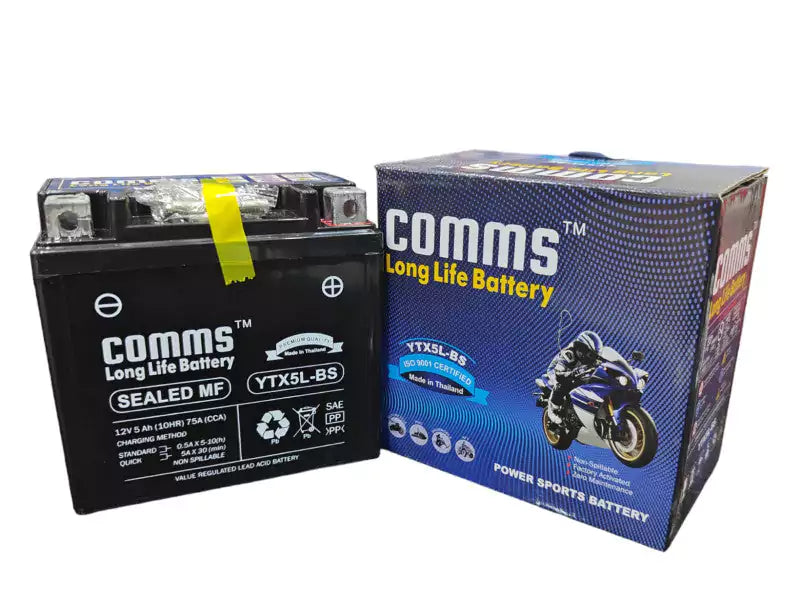 YTX5L-BS COMMS BATTERY 12V5AH - Motovile